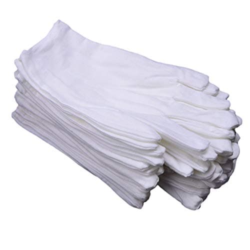 White Soft Cotton Gloves,Large Size for Work/Lining Glove,Coin Jewelry Silver Inspection Gloves(6 Pairs)