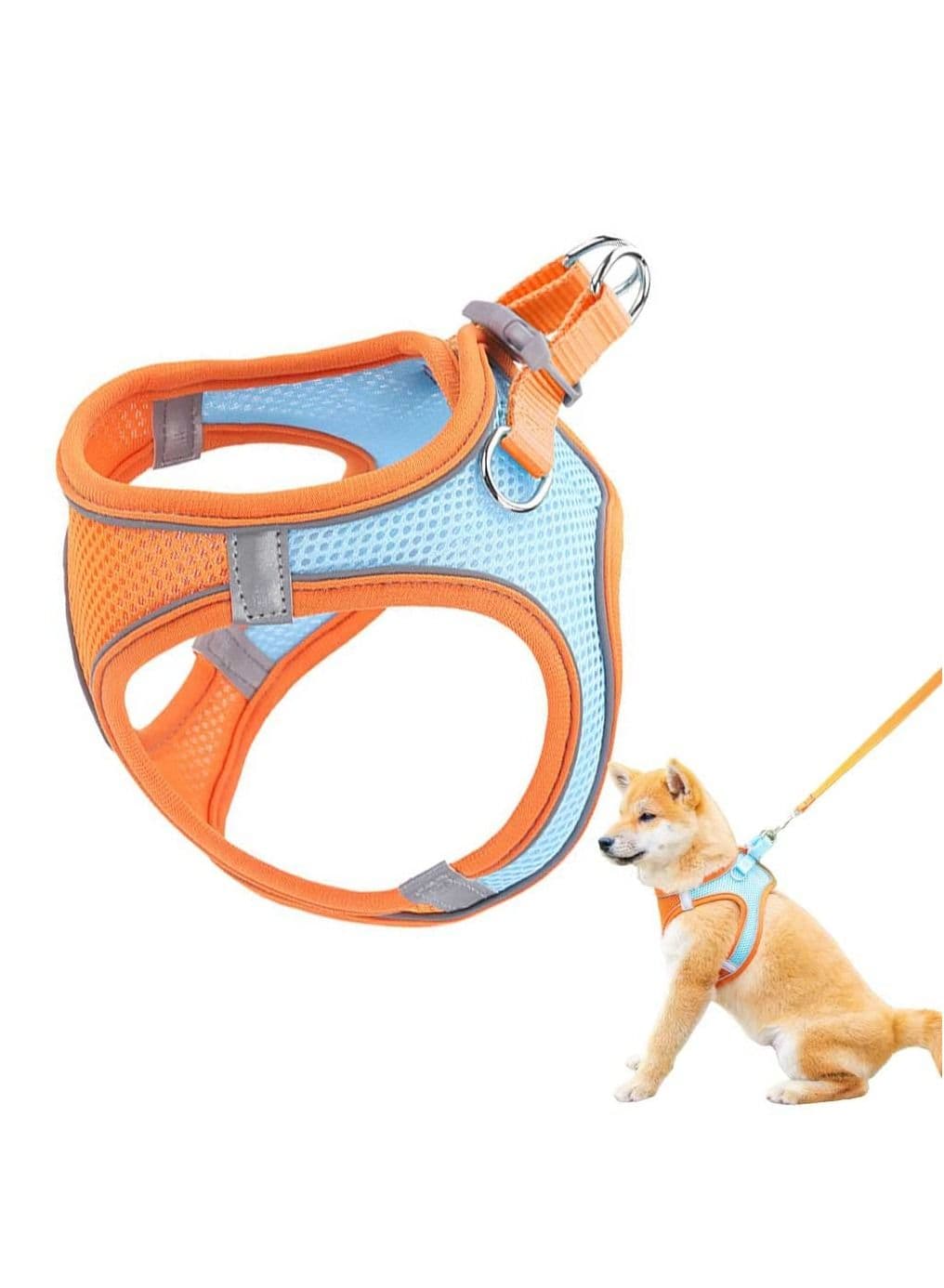 Reflective Cat Harness Vest for Dogs Rabbits No Pull Step in Lock Pet Harness Escape Proof Breathable Mesh Harness with Leash Set for Kitten Puppy Small Animals Walking Training Running Outdoor