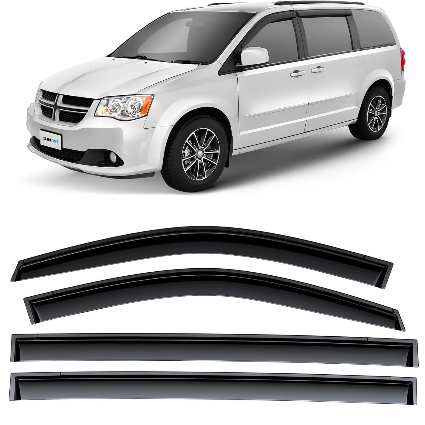 CLIM ART Incredibly Durable Rain Guards for Dodge Grand Caravan 20082020Original Tapeon Window DeflectorsVent DeflectorWindow VisorsCar Accessories4pcs 408252