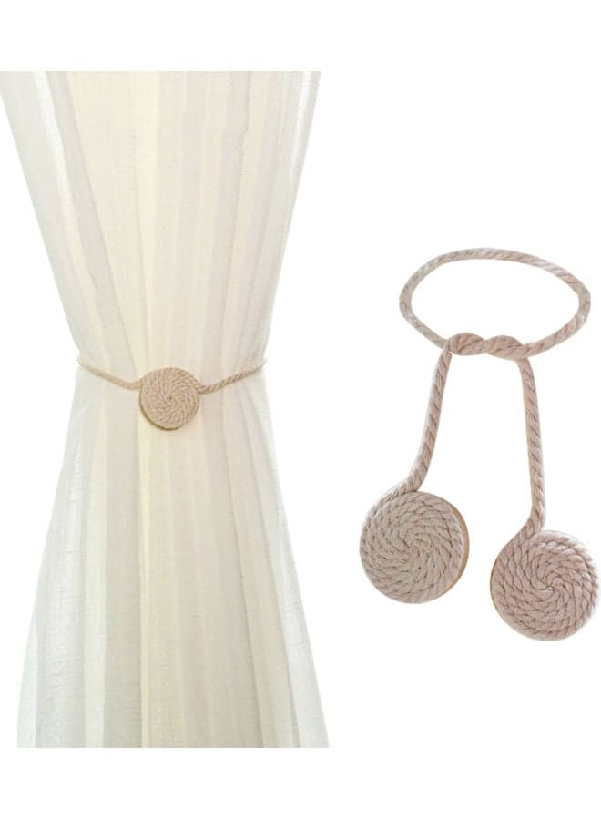 Magnetic Tieback Window Curtain Holder Beige 8.50x2.50x6.50cm