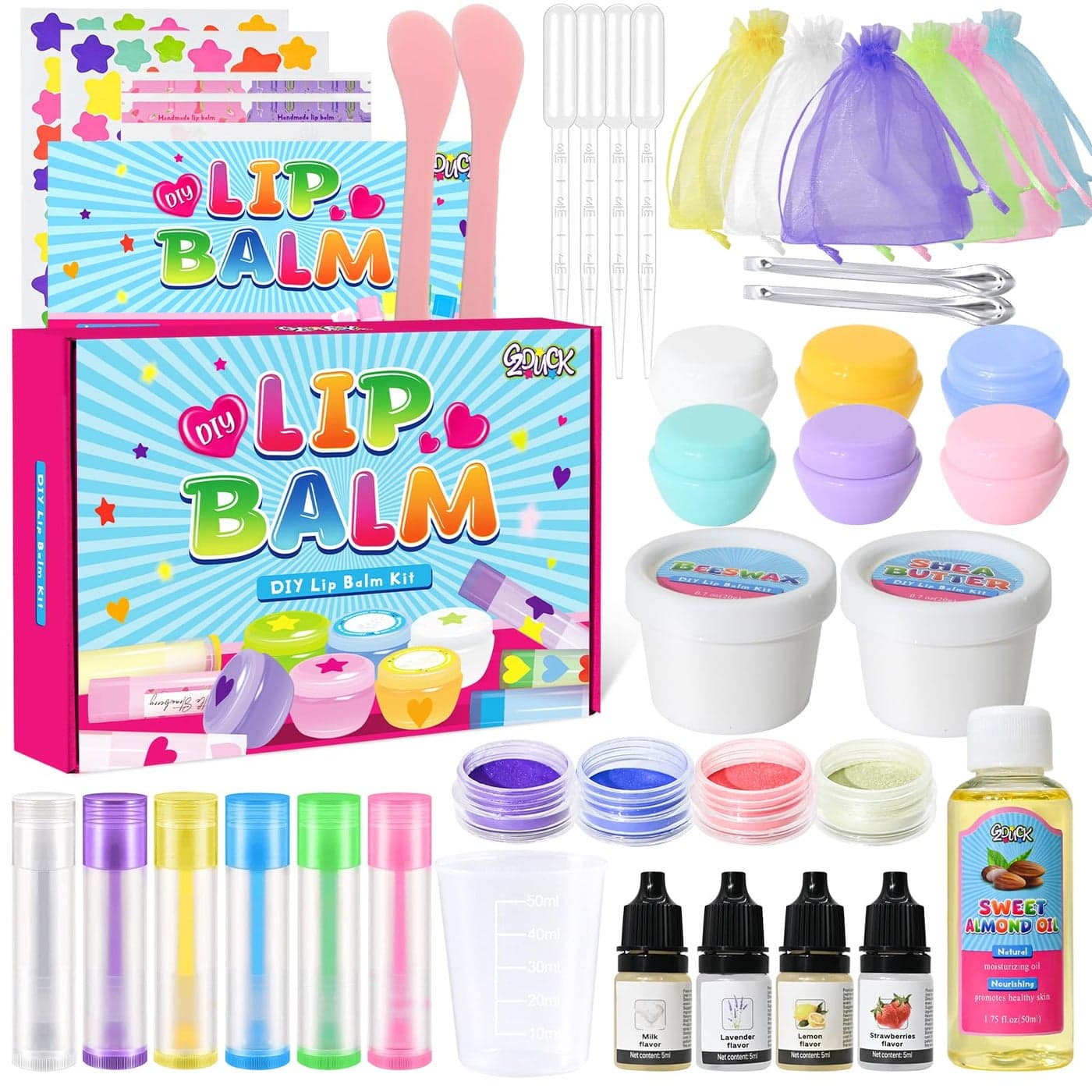 GZDUCK DIY Lip Balm Making Kit 42Pcs Lip Balm Making Set for Girls Make Your Own Lip Gloss Lip Gloss Making Set with MultiFlavor Multicolored DIY Makeup Set Gifts for Women Teens Kids