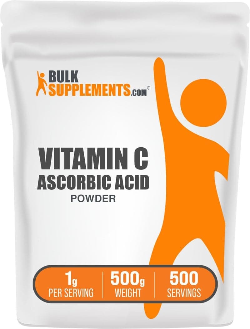 BulkSupplementscom Ascorbic Acid Powder Vitamin C Supplement for Immune Support Ascorbic Acid Food Grade Gluten Free 1g per Serving 500g 11 lbs Pack of 1