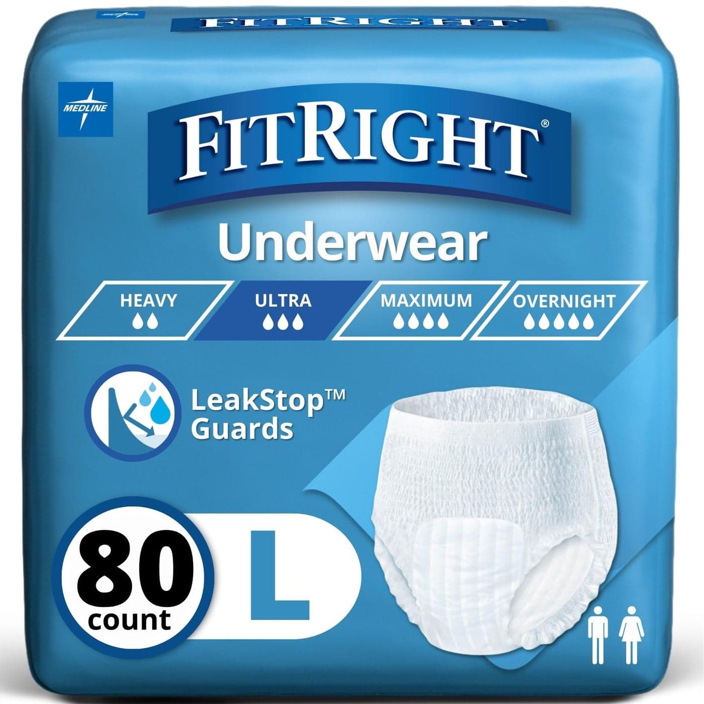 FitRight Ultra Adult Incontinence Underwear Heavy Absorbency Large 40 56 4 Packs of 20 80 Total