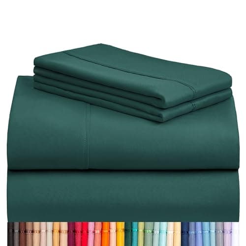 LuxClub 4 PC King Sheet Set, Breathable Luxury Bed Sheets, Deep Pockets Wrinkle Free Cooling Bed Sheets Machine Washable Hotel Bedding Silky Soft - Emerald King