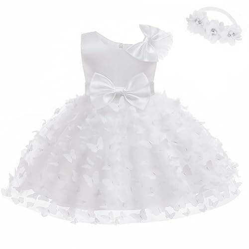 LZH Baby Girl Christening Dress,White Baptism Dresses for Baby girl3-6 Months Party Dress Wedding Pageant