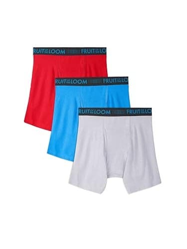 Fruit of the Loom Mens Breathable Underwear Boxer Briefs,Regular Leg - Cotton Mesh - Blue - 3 Pack - Assorted,Medium