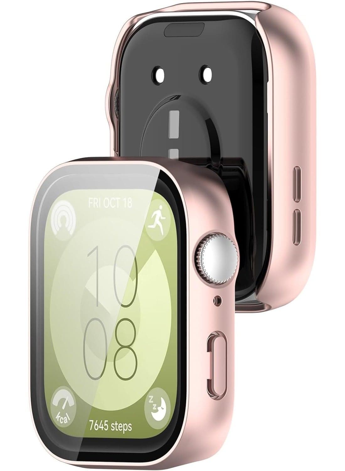 Case + Screen Protector Compatible with Huawei watch Fit 3, Tempered glass Anti Scratch with case protector (Frosted Pink)