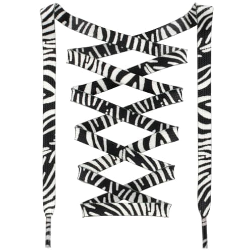 DANHUA Colorful Flat Shoe Laces: 2 Pair 43Inch Zebra Stripe Printed Shoelaces for Sneakers