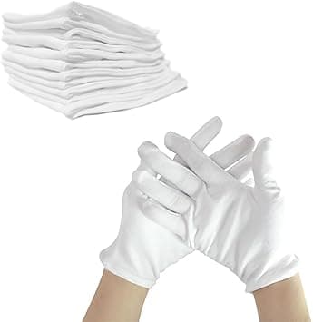 Dinghaole 5 Pairs of Cotton Gloves White Eczema Cotton Moisturising Gloves for Dry Hands Also Enjoy Three Different Sizes for Men Women and Children Breathable Washable Stretchable Gloves