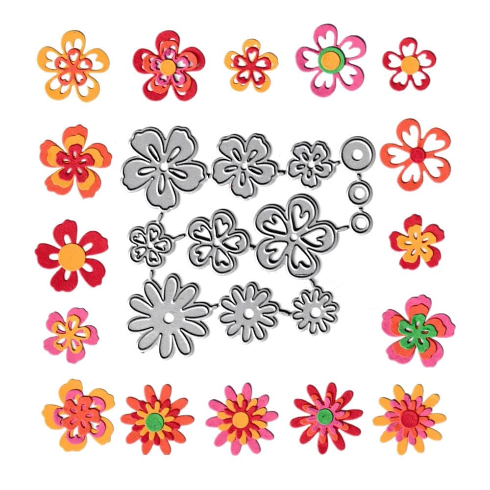 9 pcs Flowers Cutting Dies 3D Stereoscopic Flowers Die Cuts Metal Embossing Stencils Template Mould for Card Scrapbooking and DIY Craft Album Paper Card Decor
