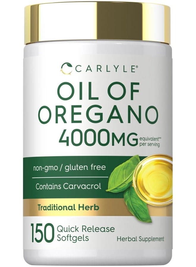 Oregano Oil Supplement | 150 Softgel Capsules | Contains Carvacrol | Non-GMO & Gluten Free Formula