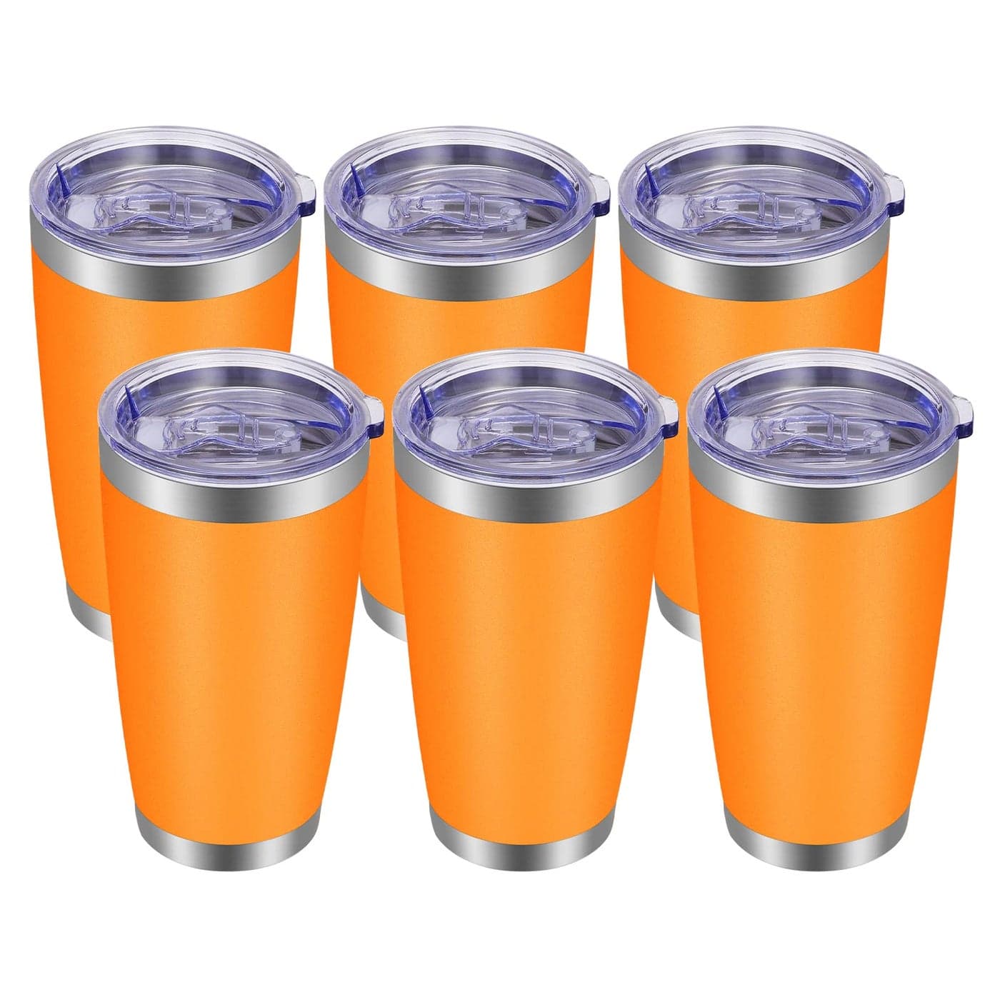 VEGOND 20oz Tumbler with Lid and Straw Stainless Steel Tumbler Cup Bulk Vacuum Insulated Double Wall Travel Coffee Mug Powder Coated Coffee CupOrange 6 Pack