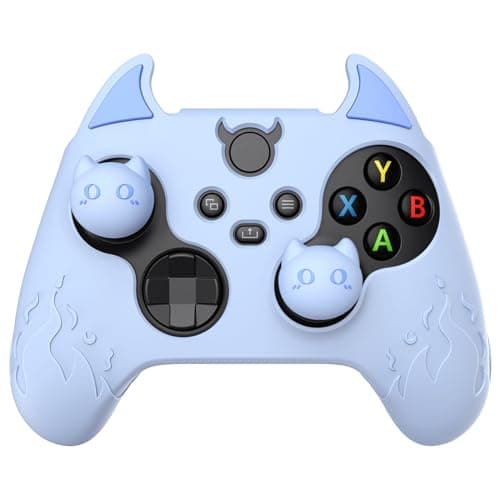 playvital Halloween Cute Demon Silicone Cover for Xbox Series X/S Controller, Kawaii Anti-Slip Controller Skin Grip Protector for Xbox Core Wireless Controller with Thumb Grip Caps - Blue
