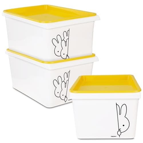 Nayasa Lego Print Stack N Store 5 Litres Multipurpose Storage Container with Lid - Set of 3 | Yellow