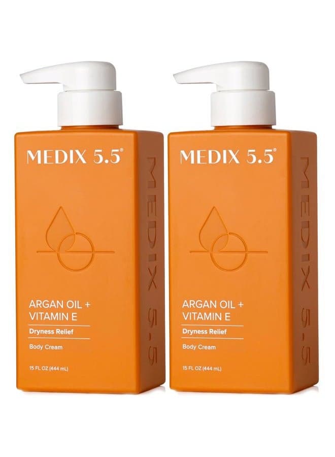 Argan Oil + Vitamin E Cream Anti Aging Skin Care Moisturizer Body Lotion For Women & Men | Firming Body Lotion Reduces Look Of Wrinkles, Cellulite, Crepey Skin, & Uneven Skin Tone, 2-Pack