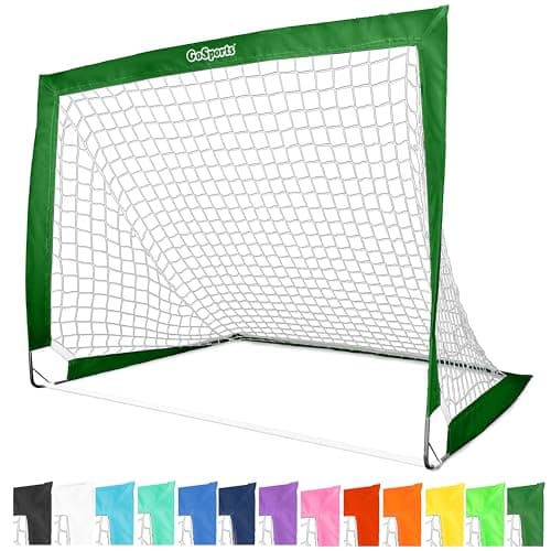 GoSports Team Tone 4 ft x 3 ft Portable Soccer Goal for Kids Pop Up Net for Backyard Dark Green