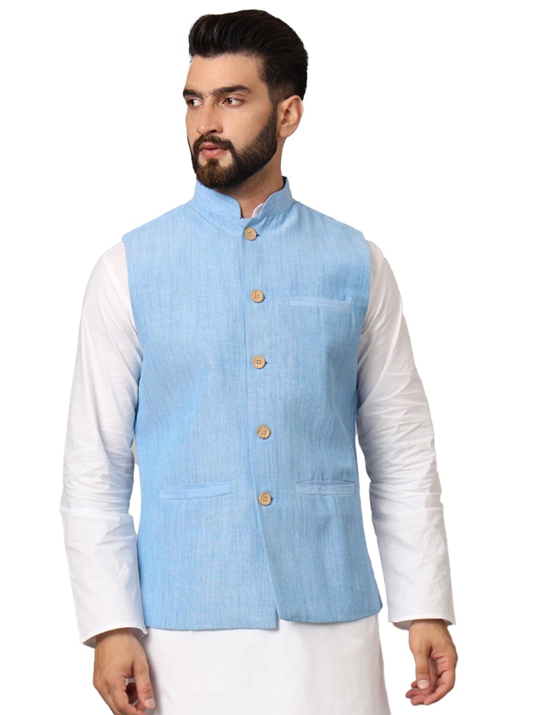 LATEST CHIKAN Men's Nehru Jacket/Waistcoat Sophisticated Ethnic Wear - SARRI-LJ-BL-38