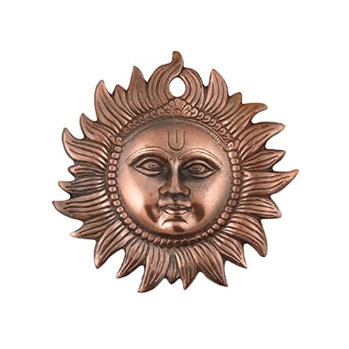 Craft Trade Sun Idol - Metal Wall Decor Vastu Items For Home For Good Luck Decorative Hanging For Living Room Bedroom Feng Shui Decor - Copper - 8 Inches
