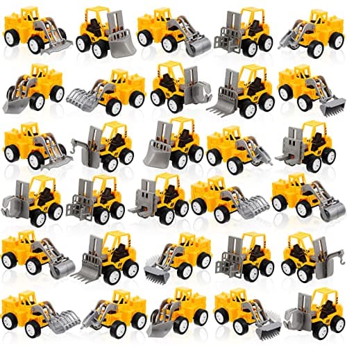 12 Pcs Construction Party Favors Engineering Trucks Small Digger Truck Toys Christmas Gifts Pull Back Vehicles Mini Excavator Toy Car Set for Kids Birthday Boys Girls Stocking Stuffers Full Set