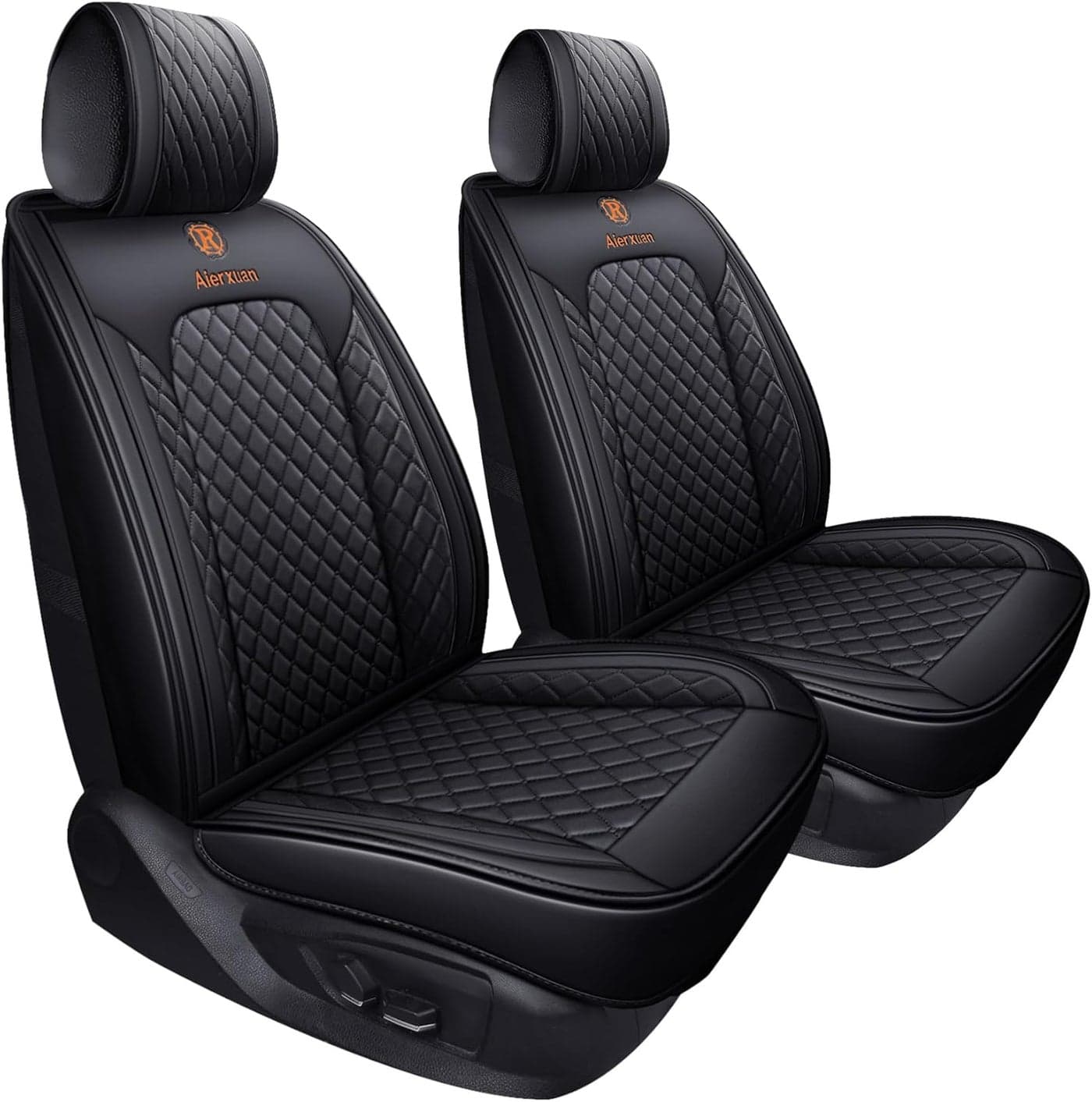 Aierxuan 2 Front Seat Covers - Leather, Waterproof, Universal Fit for Various Car Models, Black