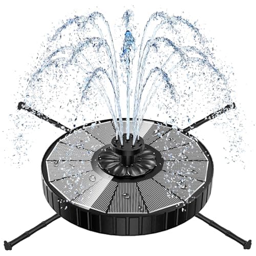 Yzert Solar Fountain, 3-Level Adjustable Water Height, 3.5W Glass Powerful Outdoor Fountain Pump with Rotating Rods & 7 Nozzles for Bird Bath, Garden, Pond, Patio, Flower Pot (2026 Model, Black)