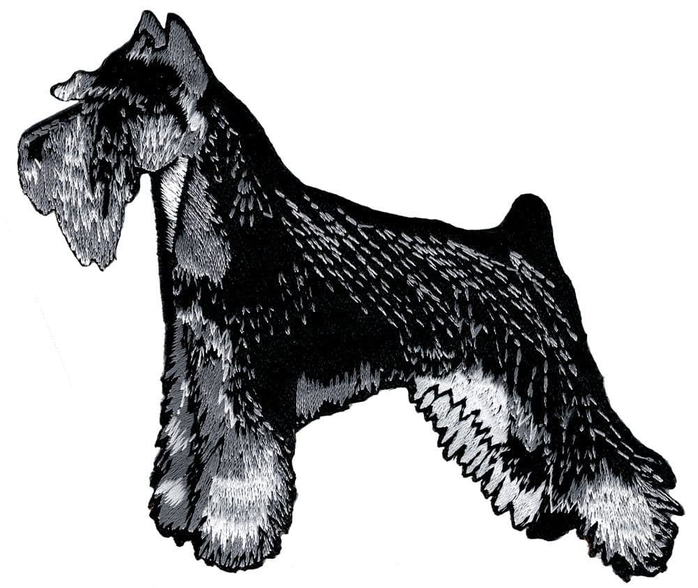 Schnauzer Dog Embroidered Patch IronOn Black White Canine Souvenir