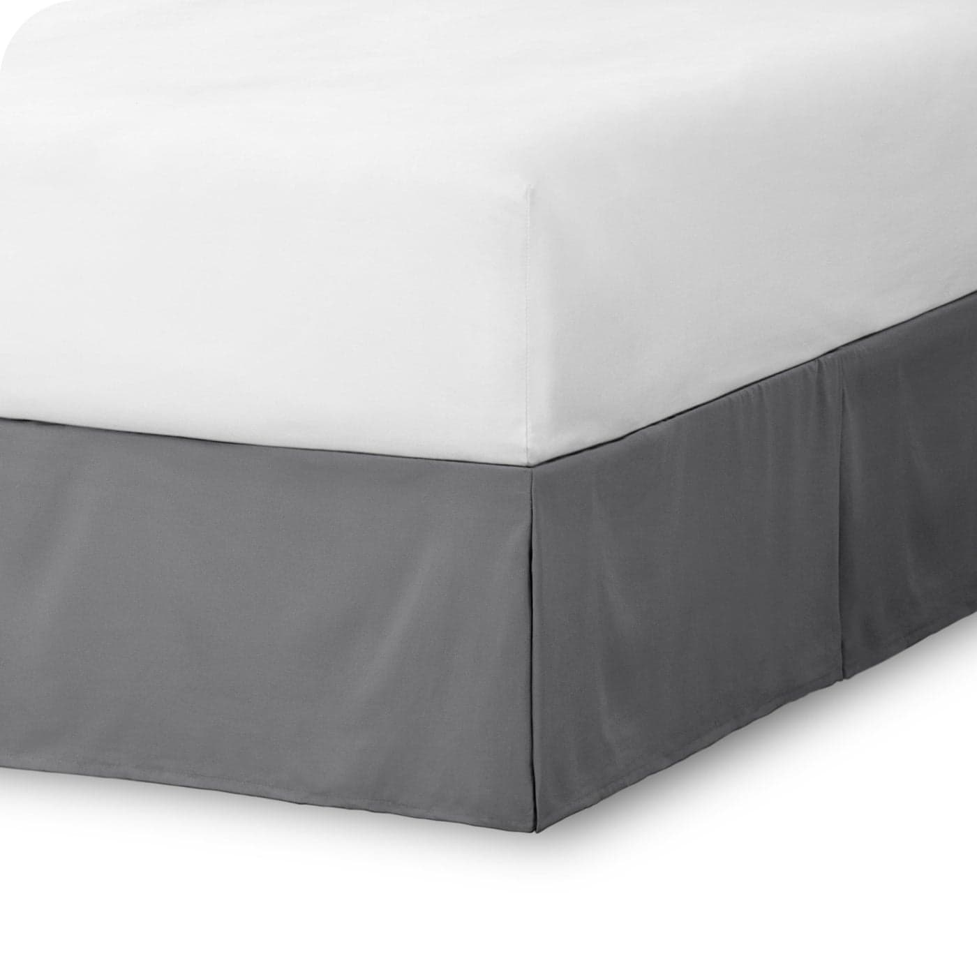Bare Home Twin XL Bed Skirt 15Inch Tailored Drop Easy Fit Bed Skirt for Twin Extra Long Beds Center Corner Pleats Twin XL Grey