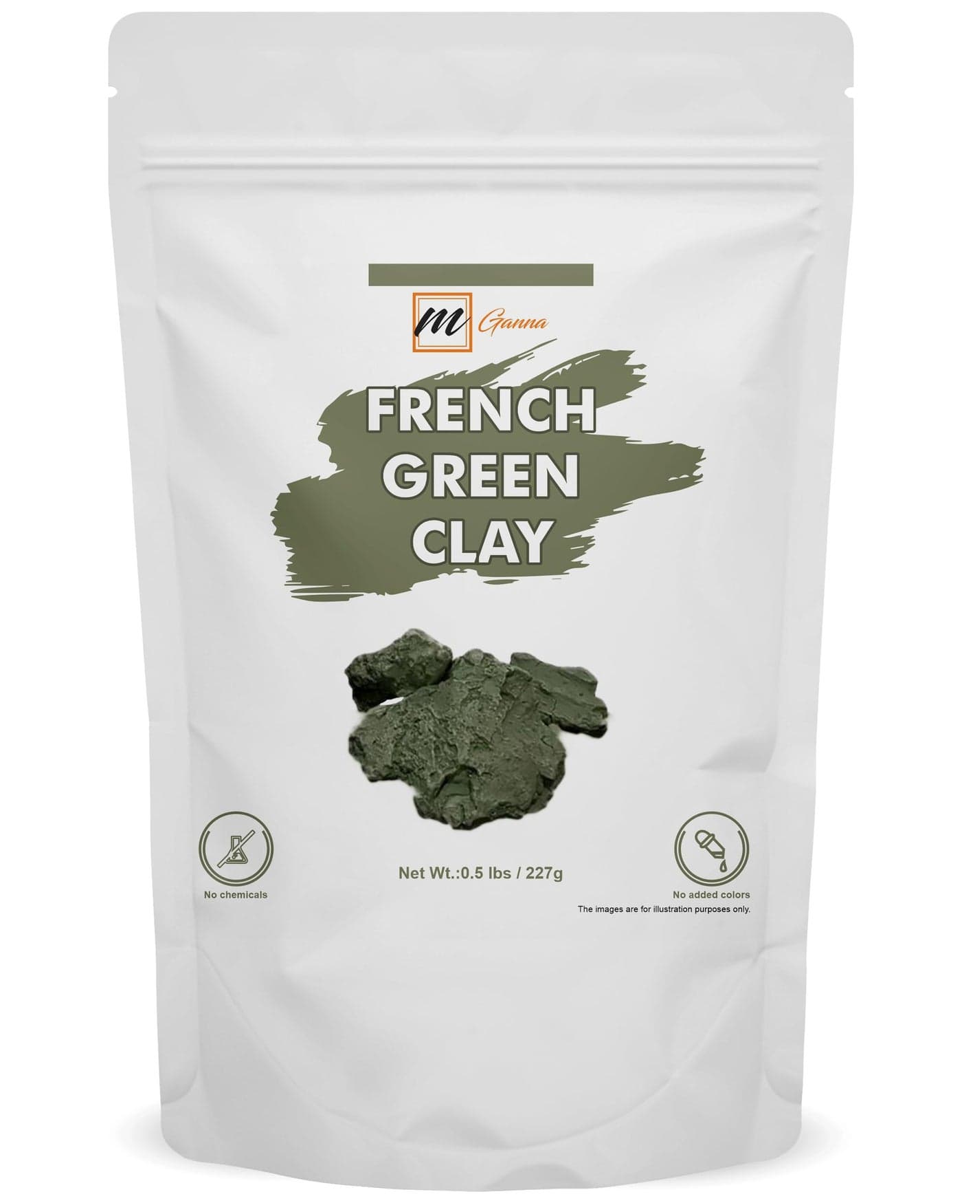mGanna French Green Clay Powder 05 LBS Illite Montmorillonite Clay for Facial Masks Creams Soft Peels and Scrubs and Soap Making