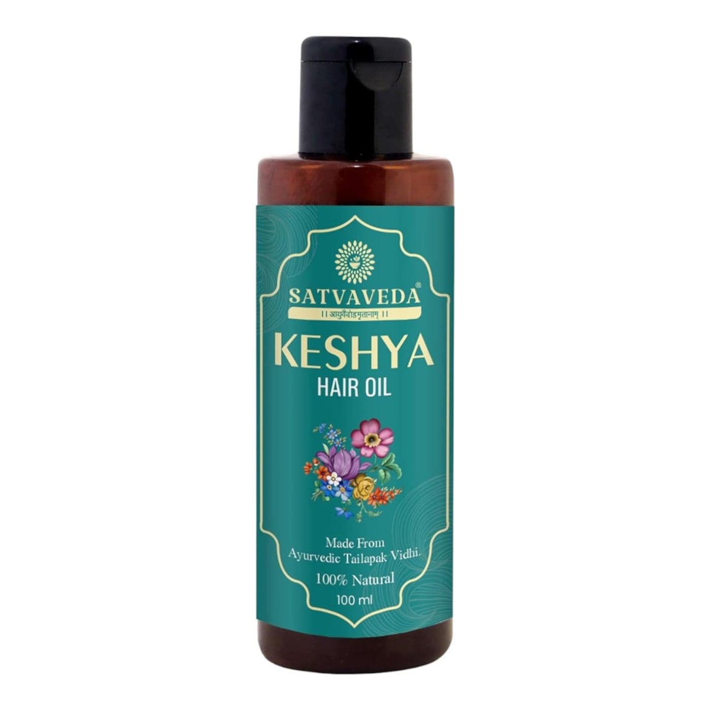 Satvaveda Ayurveda Keshya Hair Oil 100ml Promotes Hair Growth Strengthens Hair Root Helps Reduce Hair Fall Increase Hair Growth Helps Fight Dandruff with Bringaraj Sariva Black Sesame Oil