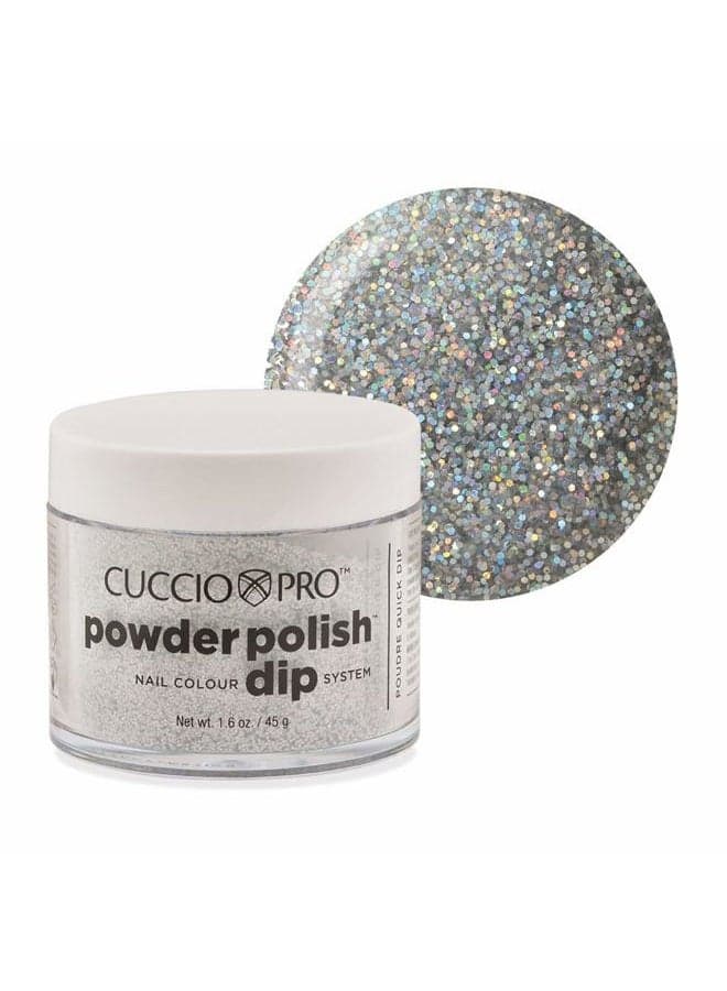 Cuccio Powder Polish - Acrylic Nail Colour Dip System - 45g (1.6oz) Dipping Powder - Deep Silver Glitter