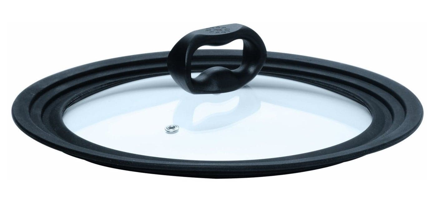 Ecolution Universal Lid for Pots and Pans, Fits 6-Inch to 8-Inch Cookware, Tempered Glass Replacement Lid with Heat Resistant Silicone Edge, Dishwasher Safe, Made without BPA, Small, Black