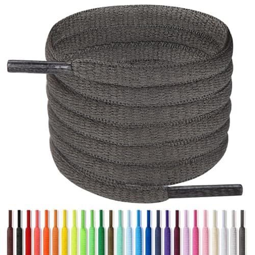 Handshop Half Round Shoelaces 1/4" - Oval Shoe Laces Replacements For Sneakers and Athletic Shoes Sports Dark Gray 45.3 inch (115cm)