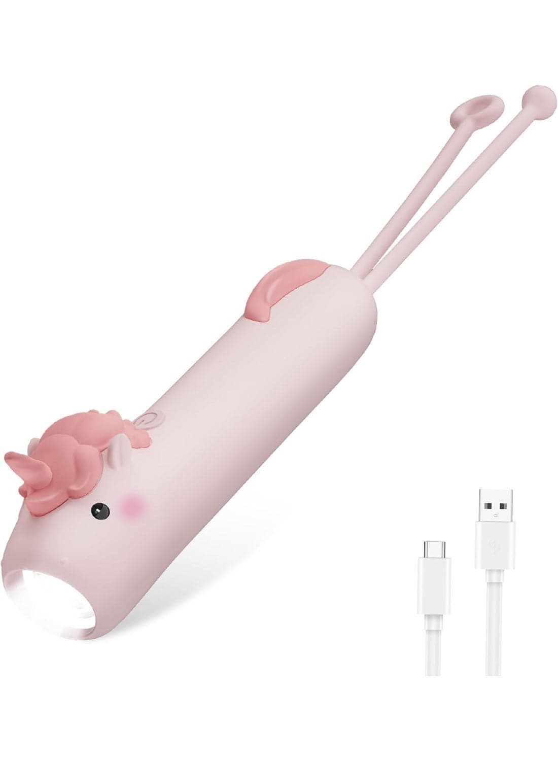 Kids Flashlight Rechargeable, Cute Pink Unicorns LED Flashlight, Dimmable Silicon Flash Lamp for Camping, Dog Walking, Birthday Gift