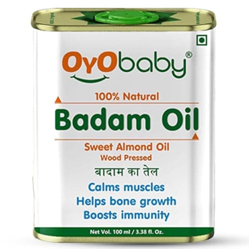 OYO BABY Massage Oil 100% Pure & Natural Badam Rogan Baby Oil 100ml |Faster Physical Growth for Stronger Bones and Muscles | Wood Pressed Baby Hair Oil