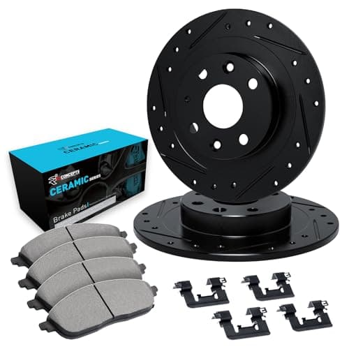 R1 Concepts Front Brake Kit Fits 19621967 MG MGB Banjo Type Rear Axle 19671974 MG MGB Spicer Type Rear Axle 19751980 MG MGB Ceramic Pads Drilled Slotted Rotors Hardware 107 Front