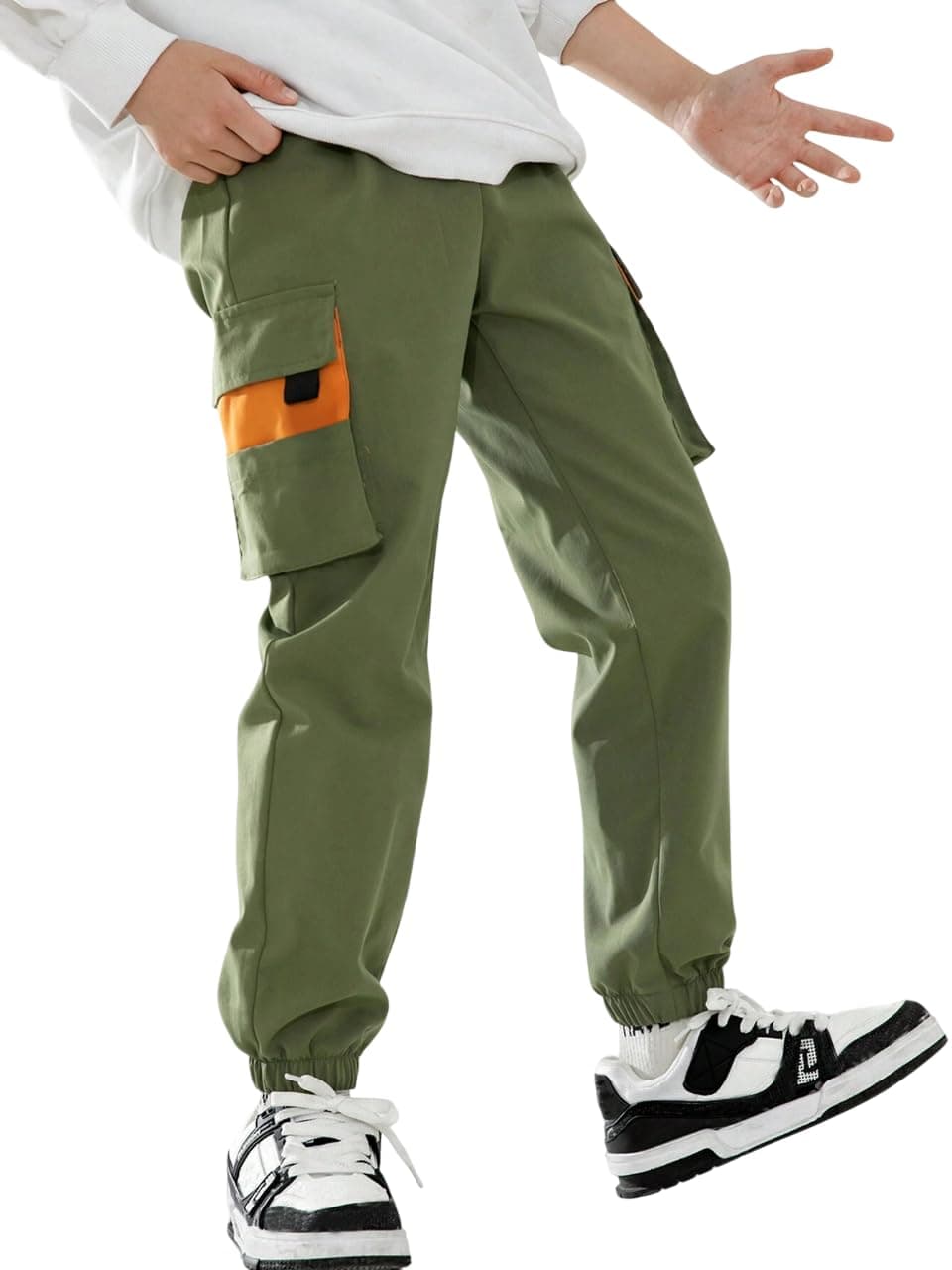 TAGAS Boys Mid Rise Side Pocket Cargo Pant || Regular Slim ||Relaxed Trouser ||(KC-4) Green, 13-14 Years