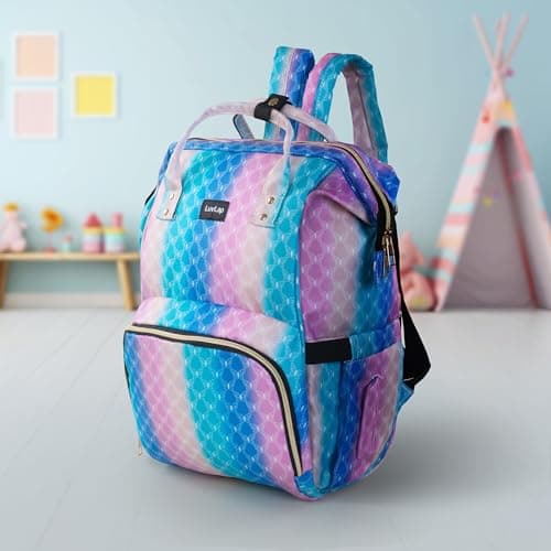 LuvLap Multifunctional Waterproof Diaper Bag for Mothers for Travel, Mother Travel Bag, Premium Oxford Waterproof Material,Large storage capacity with 15 pockets, Butterfly (all over print)