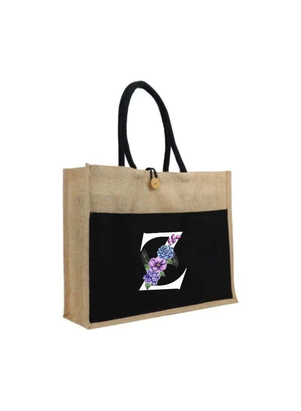Jute Bag Initial Letter Printed Design–Reusable,Durable Tote Bag For Gifting Or Everyday Use|Used For Festive Celebrations&Gifts For Special Person