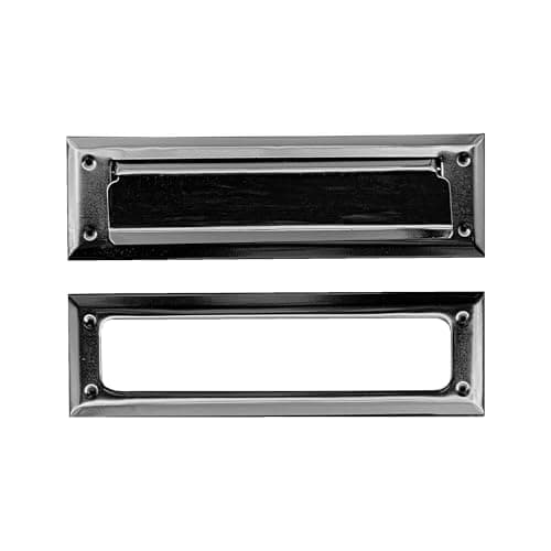 Litlheim Solid Steel Satin Black Color Mail Slot Fits to Most Doors Outer Size 10 Inches by 3 inches Set with Front and Rear Piece and Screws Easy Installation and Long Lasting