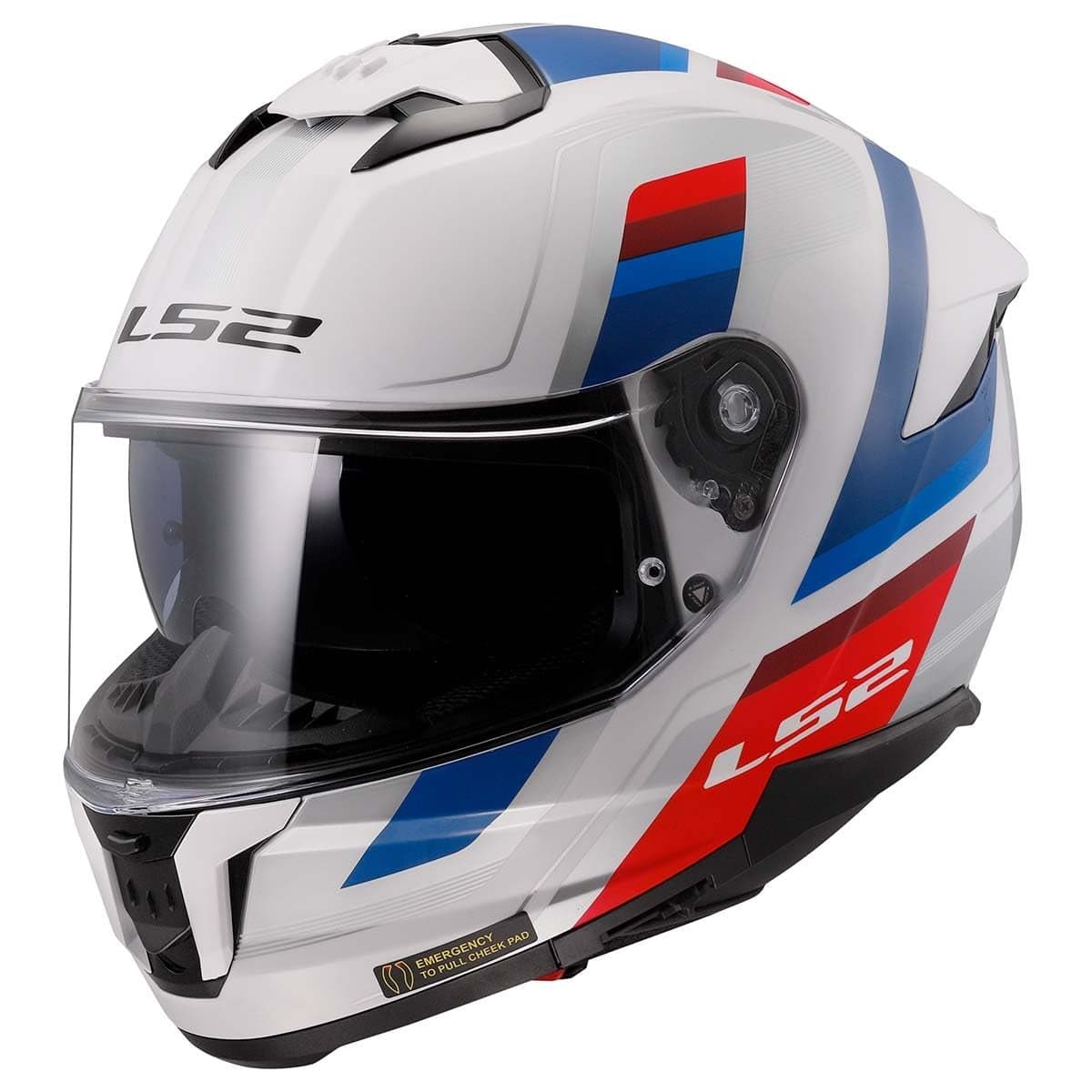 LS2 Helmets Stream II Full Face Motorcycle Helmet W SunShield Gloss Vintage WhiteBlueRed Small