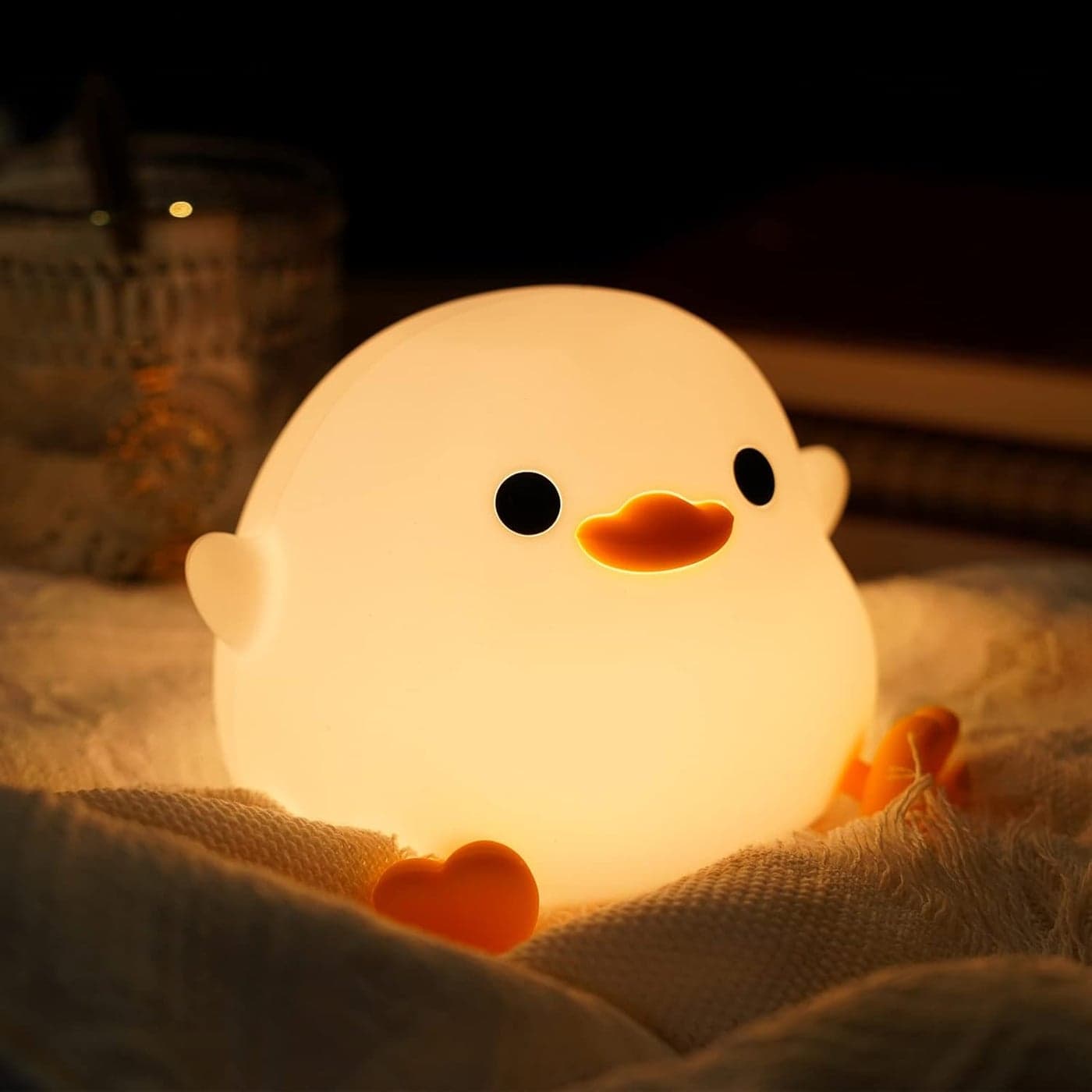 Amaredom DoDo Duck Night Light Cute Duck Lamp Silicone Dimmable Nursery Nightlight Rechargeable LED Bedside Lamp with 20 Minutes Timer Tap Control Baby Girls Women Bedrooms Living Room