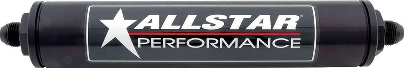 Allstar Performance ALL40245 Black 12 Long x 2 Diameter Anodized Aluminum 10 AN InletOutlet InLine Fuel Filter Housing