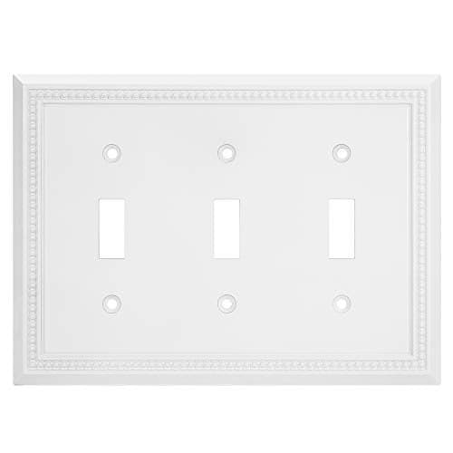 Henne Bery Sunken Pearls Heavy Duty Decorative Wall Plate Switch Plate Outlet Cover (Triple Toggle, White)