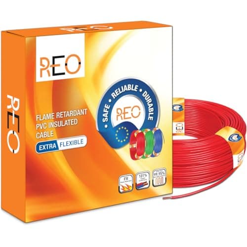 REO by Havells | 1.5 sqmm Copper Wire (90 meter -Red)| Class 5 Conductor (99.95% copper)|Flame Retardant - Extra Flexible PVC Insulated Cable Ideal for Domestic (WRFFDNRA11X5)
