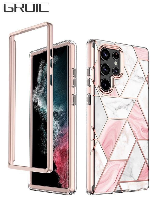Designed for Samsung Galaxy S23 Ultra 6.8" Case, Full Body Rugged Case with Built-in Touch Sensitive Anti-Scratch Screen Protector, Stylish Marble Shockproof Protective Phone Case Slim Thin Cover