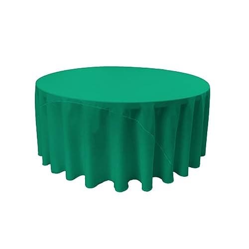 LA Linen Polyester Poplin Washable Round Tablecloth, Stain and Wrinkle Resistant Table Cover 108", Fabric Table Cloth for Dinning, Kitchen, Party, Holiday 108-Inch, Jade, (TCpop108R_Jade153)