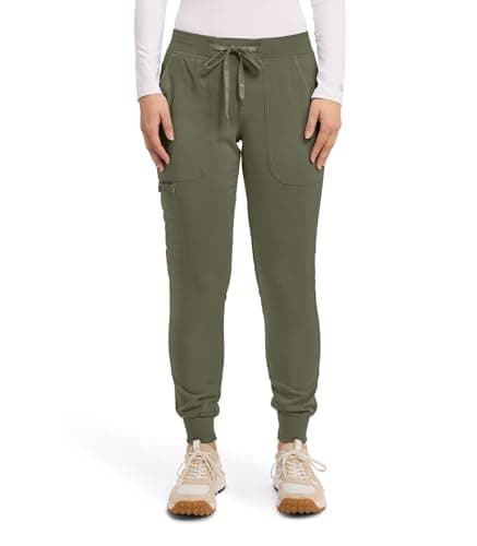 Med Couture Scrub Pants for Women Cargo Jogger Bottoms with 5 Pockets, Lightweight, Ultra Soft, 2-Way Stretch Fabric - MC7710, XS, Olive