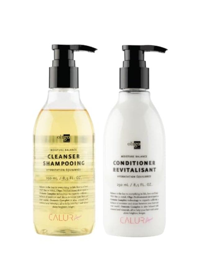 Oligo Professionnel Calura Moisture Balance Cleanser Conditioner Sulfate free Vegan Paraben free Color safe Shine Hydrating formula for dry hair 85oz DUO BUNDLE