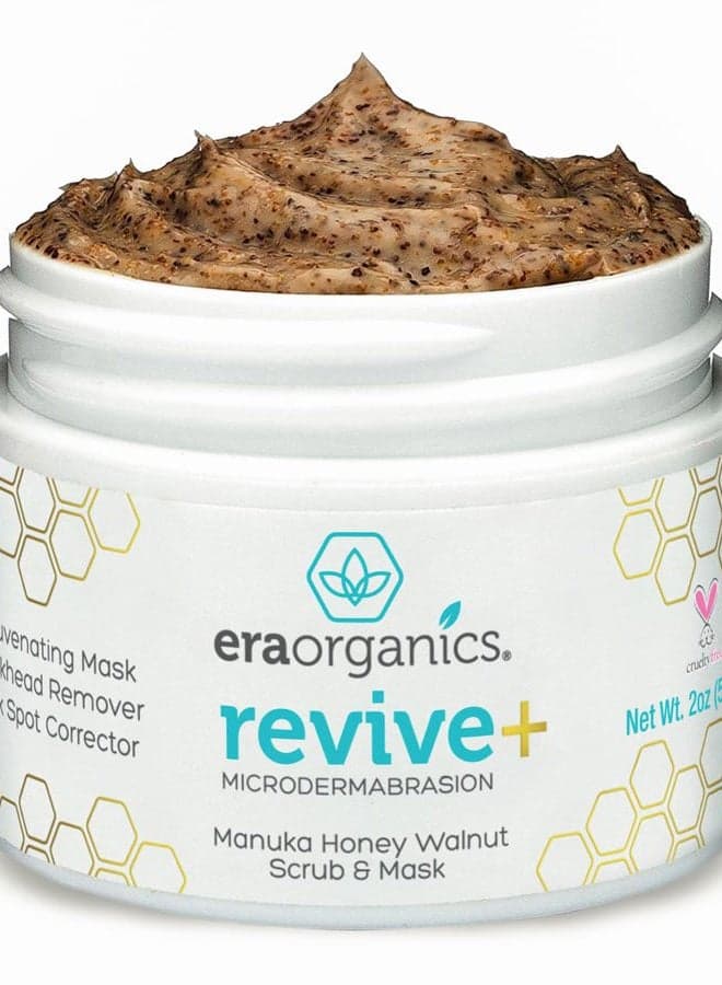 Microdermabrasion Facial Scrub & Face Exfoliator - Spa Quality Exfoliating Mask with Manuka Honey Plus Walnut for Blackheads, Buildup, Wrinkles 2oz