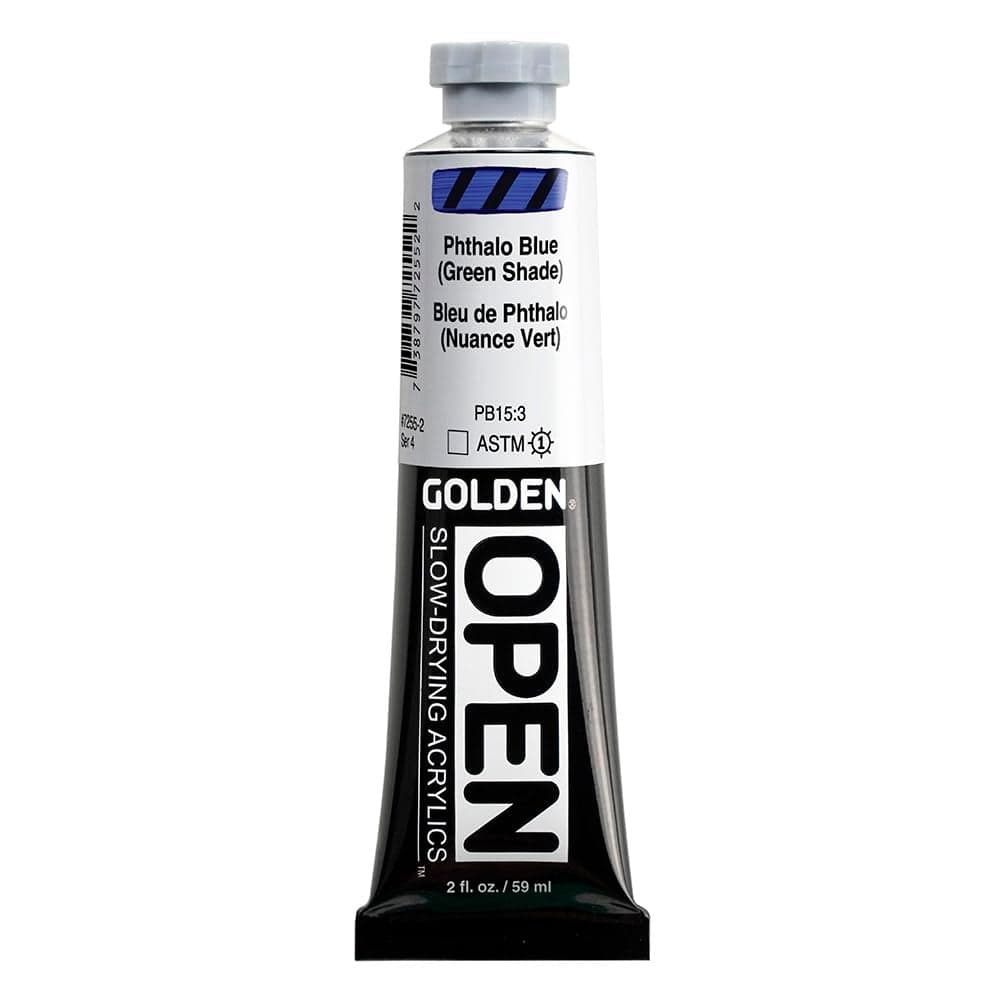 GOLDEN OPEN SlowDrying Acrylics Phthalo BlueGS 2 fl oz tube Professional Acrylic Paint Transparent